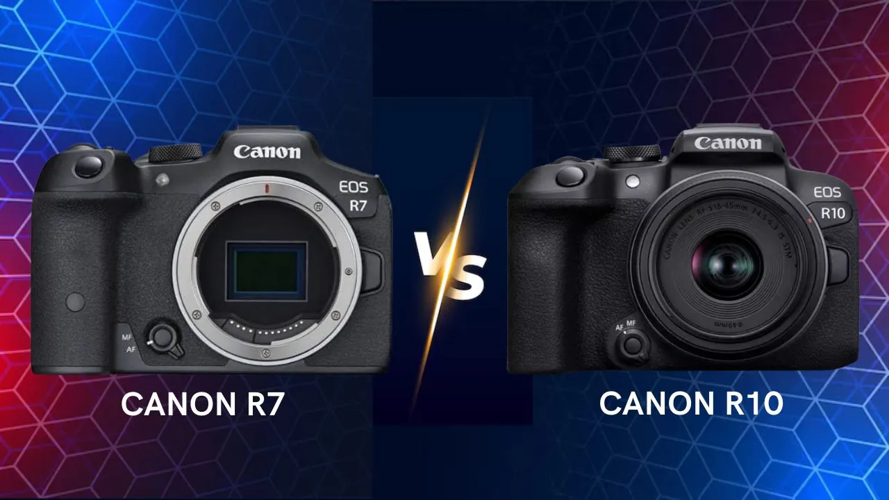 Canon EOS R7 vs R10 mirrorless camera side by side comparison