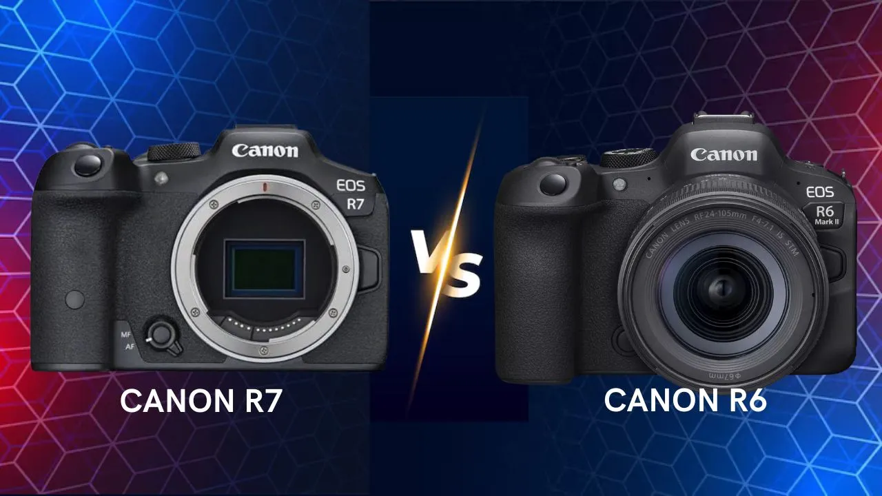 Canon EOS R7 vs R6 mirrorless camera side by side comparison