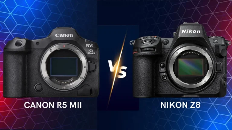 Canon R5 Mark II vs Nikon Z8 mirrorless camera side by side comparison