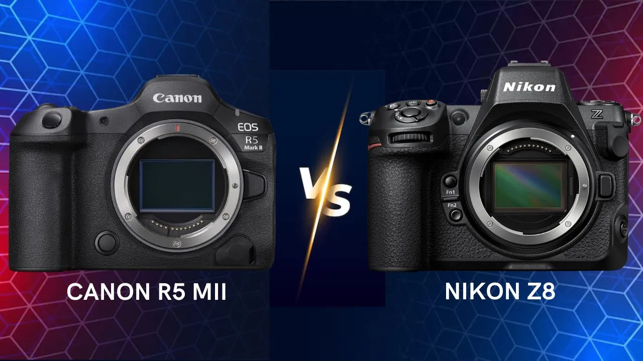 Canon R5 Mark II vs Nikon Z8 mirrorless camera side by side comparison