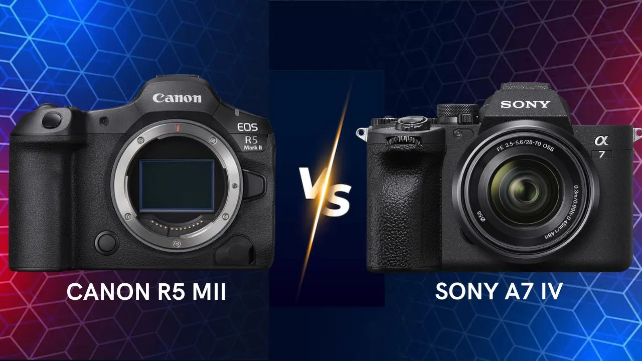 Canon R5 Mark II vs Sony A7 IV mirrorless camera side by side comparison