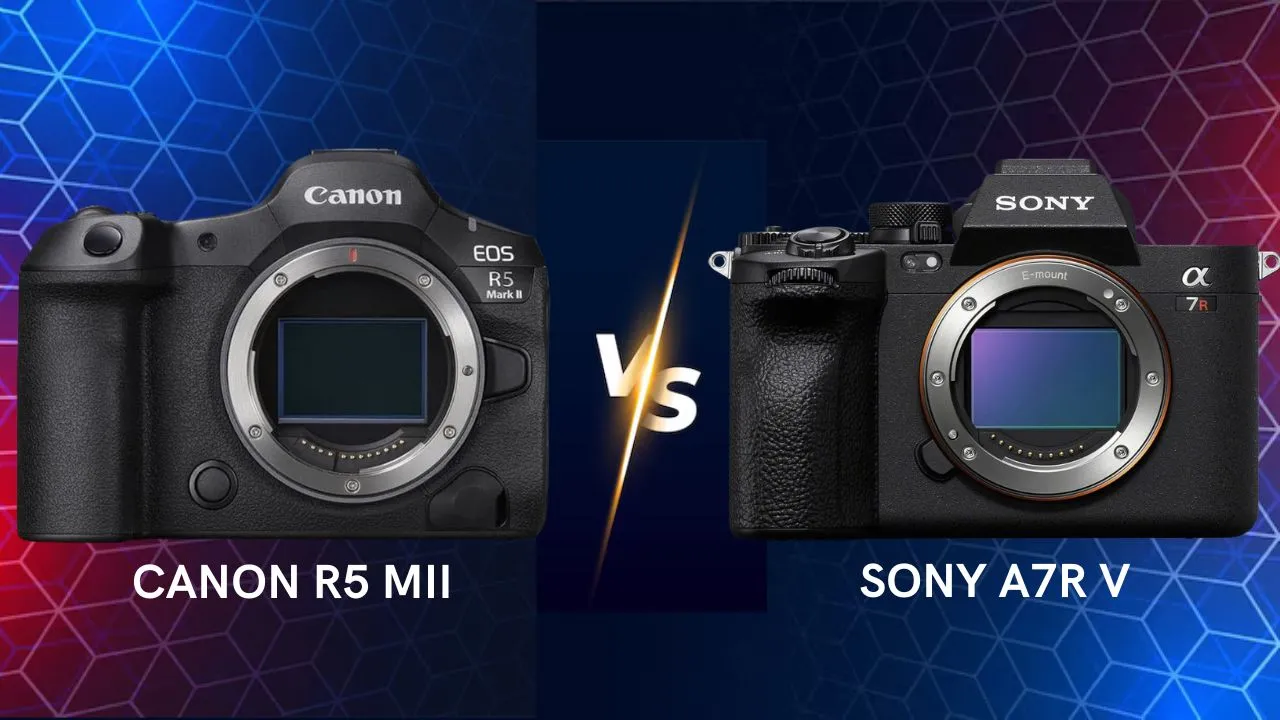 Canon R5 Mark II vs Sony A7R V mirrorless camera side by side comparison