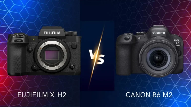 Fujifilm X-H2 versus Canon R6 Mark 2 mirrorless camera side by side comparison