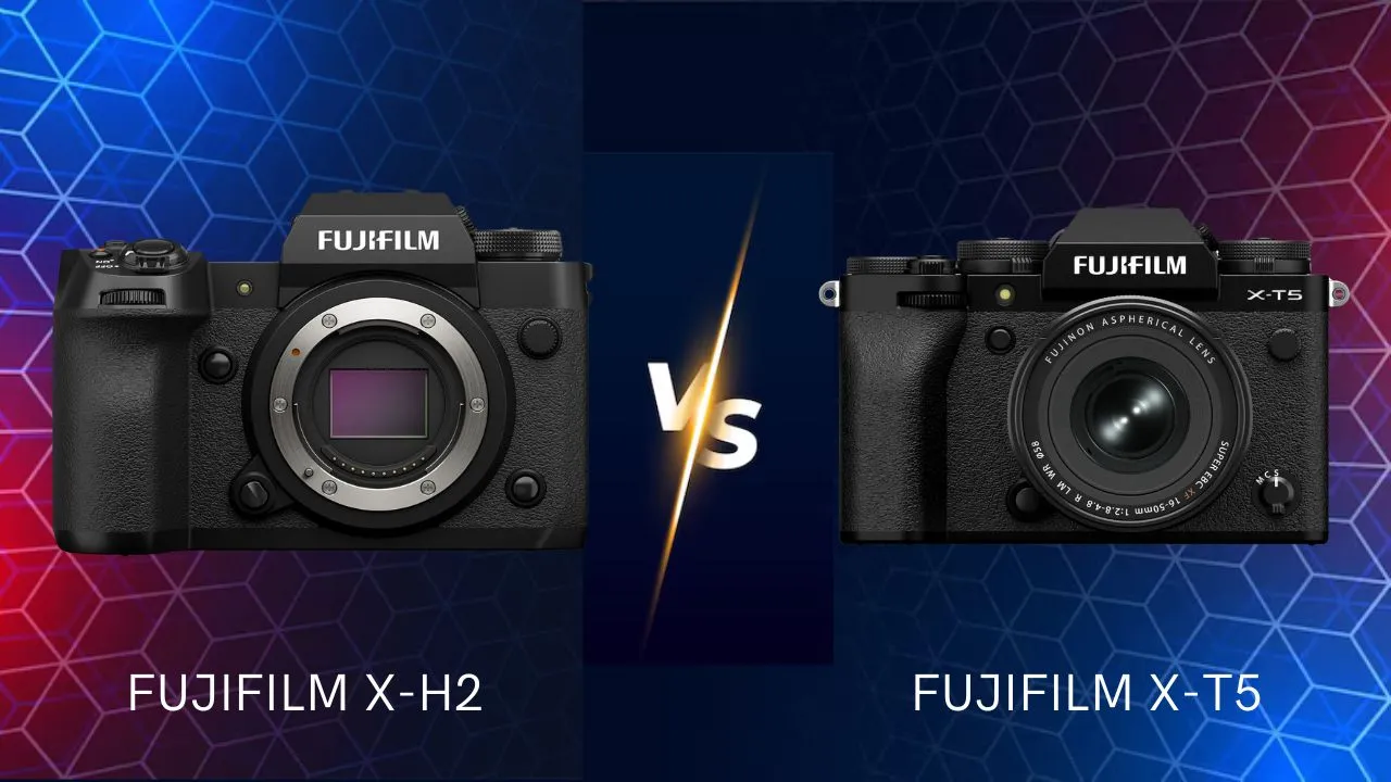Fujifilm X-H2 versus Fujifilm X-T5 mirrorless camera side by side comparison