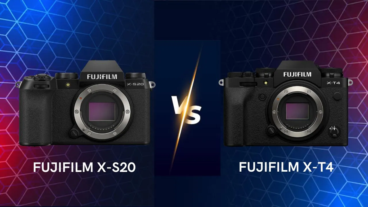 Fujifilm X-S20 vs X-T4 mirrorless camera side by side comparison