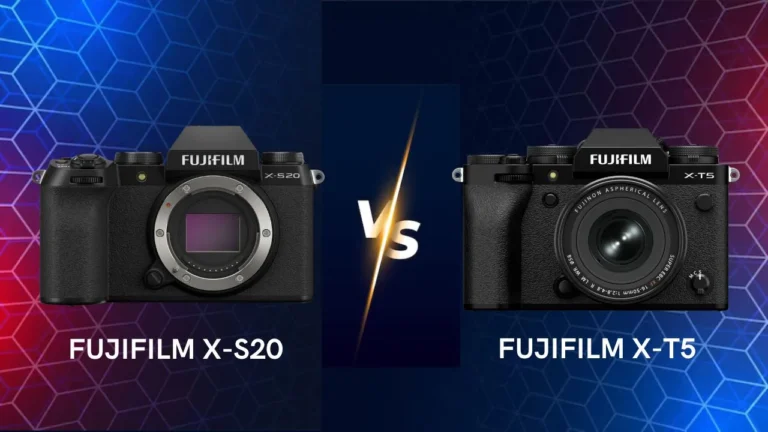 Fujifilm X-S20 vs X-T5 mirrorless camera side by side comparison