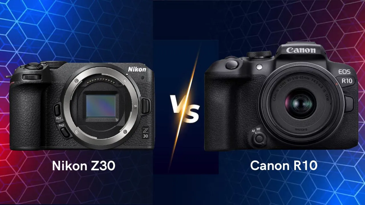 Nikon Z30 vs Canon R10 comparison mirrorless camera side by side comparison