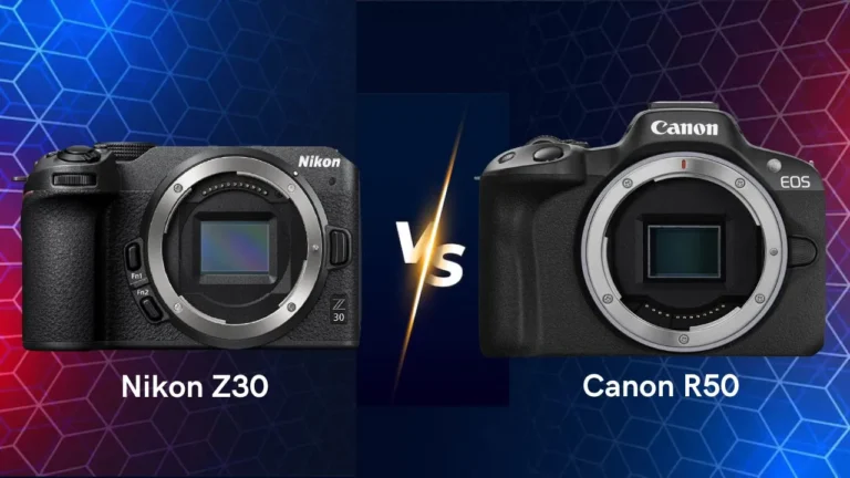 Nikon Z30 vs Canon R50 mirrorless camera side by side comparison