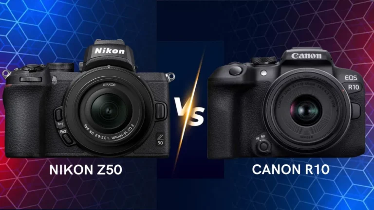 Nikon Z50 vs Canon R10 comparison mirrorless camera side by side comparison