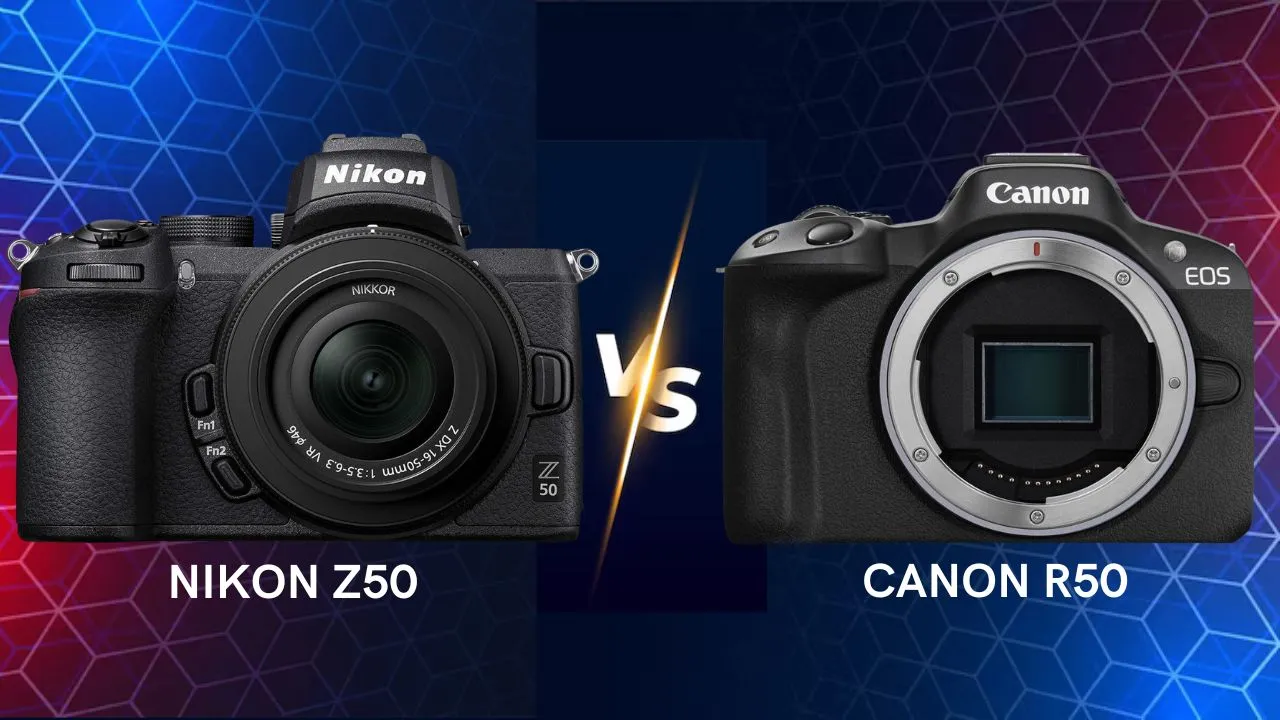 Nikon Z50 vs Canon R50 mirrorless camera side by side comparison