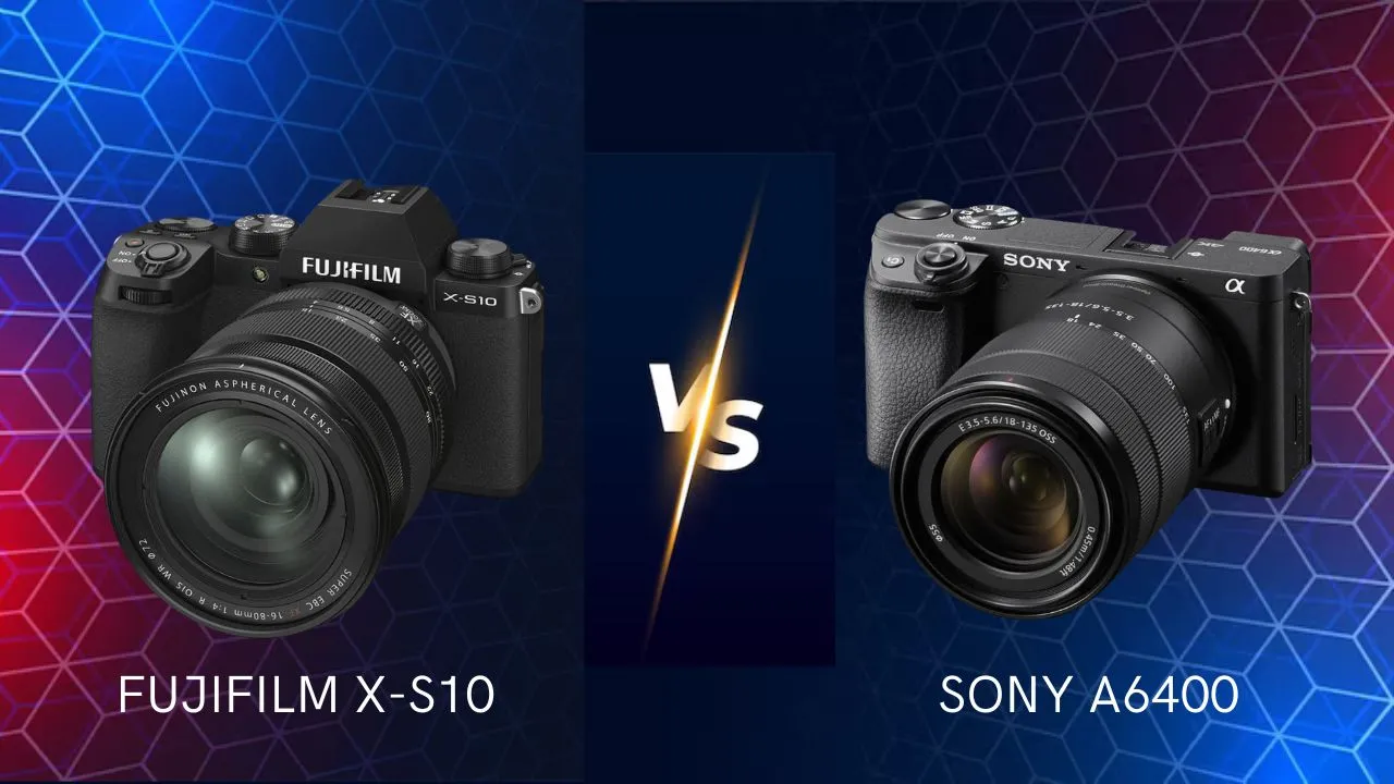 fujifilm x-s10 vs sony a6400 mirrorless camera side by side comparison