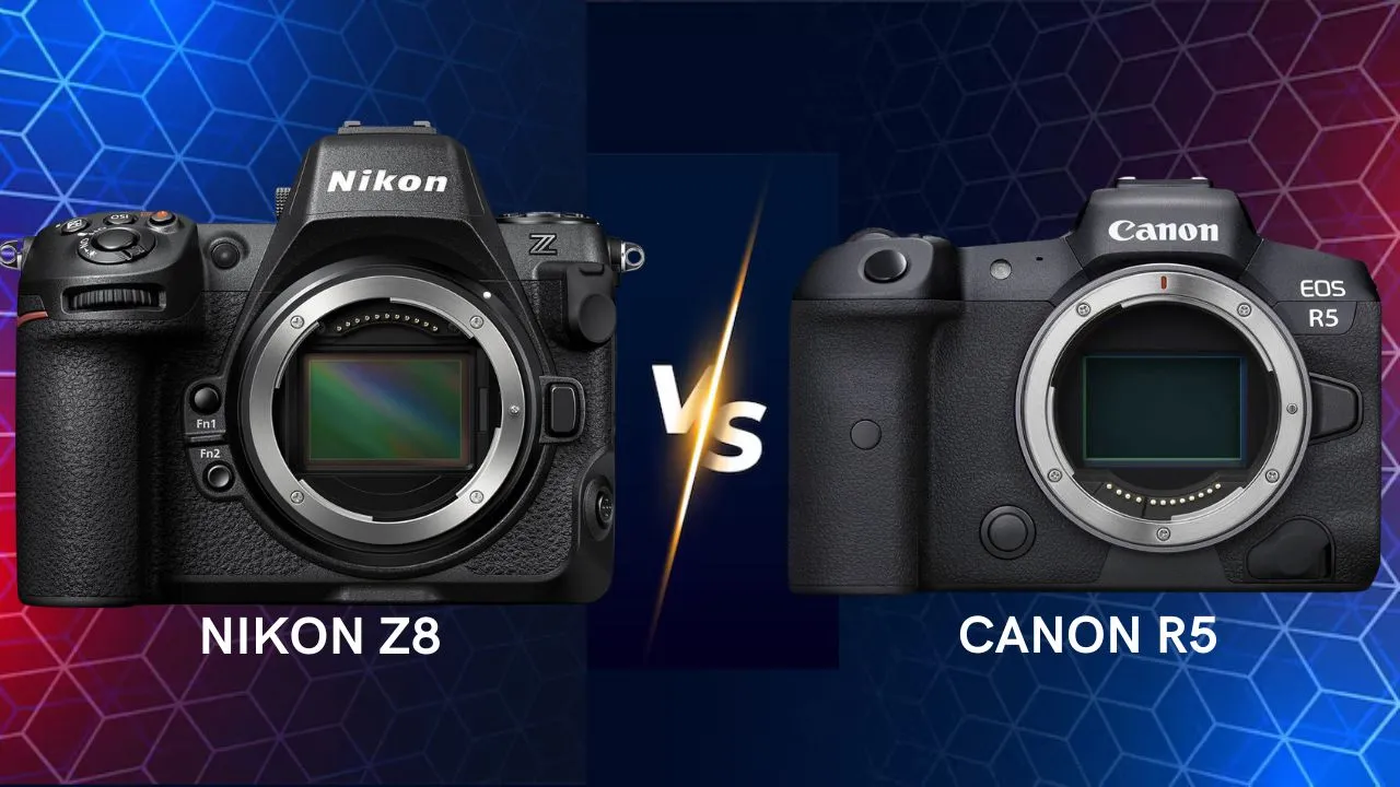 Nikon Z8 vs Canon R5 mirrorless camera side by side comparison