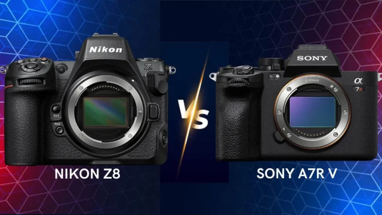 Nikon Z8 vs Sony A7R V mirrorless camera side by side comparison