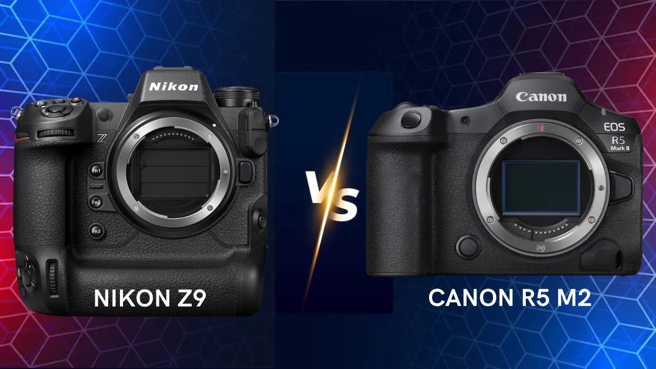 Nikon Z9 vs Canon R5 Mark II mirrorless camera side by side comparison