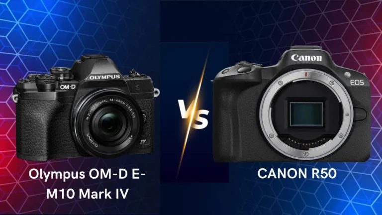 Olympus OM-D E-M10 Mark IV vs Canon R50 mirrorless camera side by side comparison