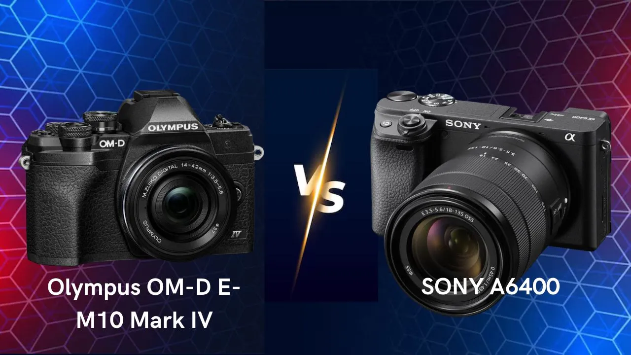 Olympus OM-D E-M10 Mark IV vs Sony A6400 mirrorless camera side by side comparison