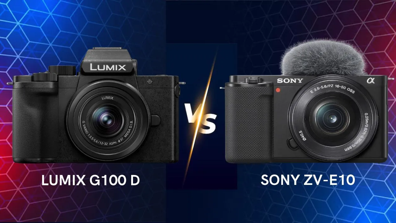 Panasonic Lumix G100D vs Sony ZV-E10 mirrorless camera side by side comparison