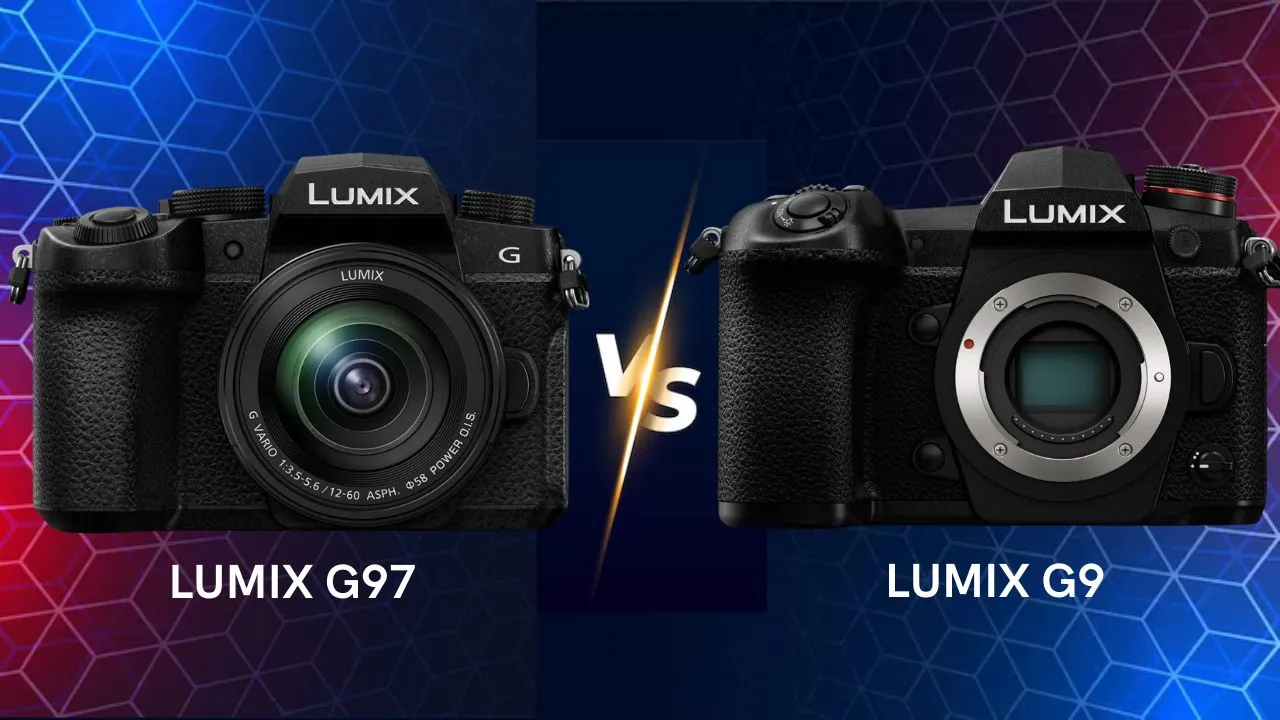 Panasonic Lumix G97 vs G9 mirrorless camera side by side comparison