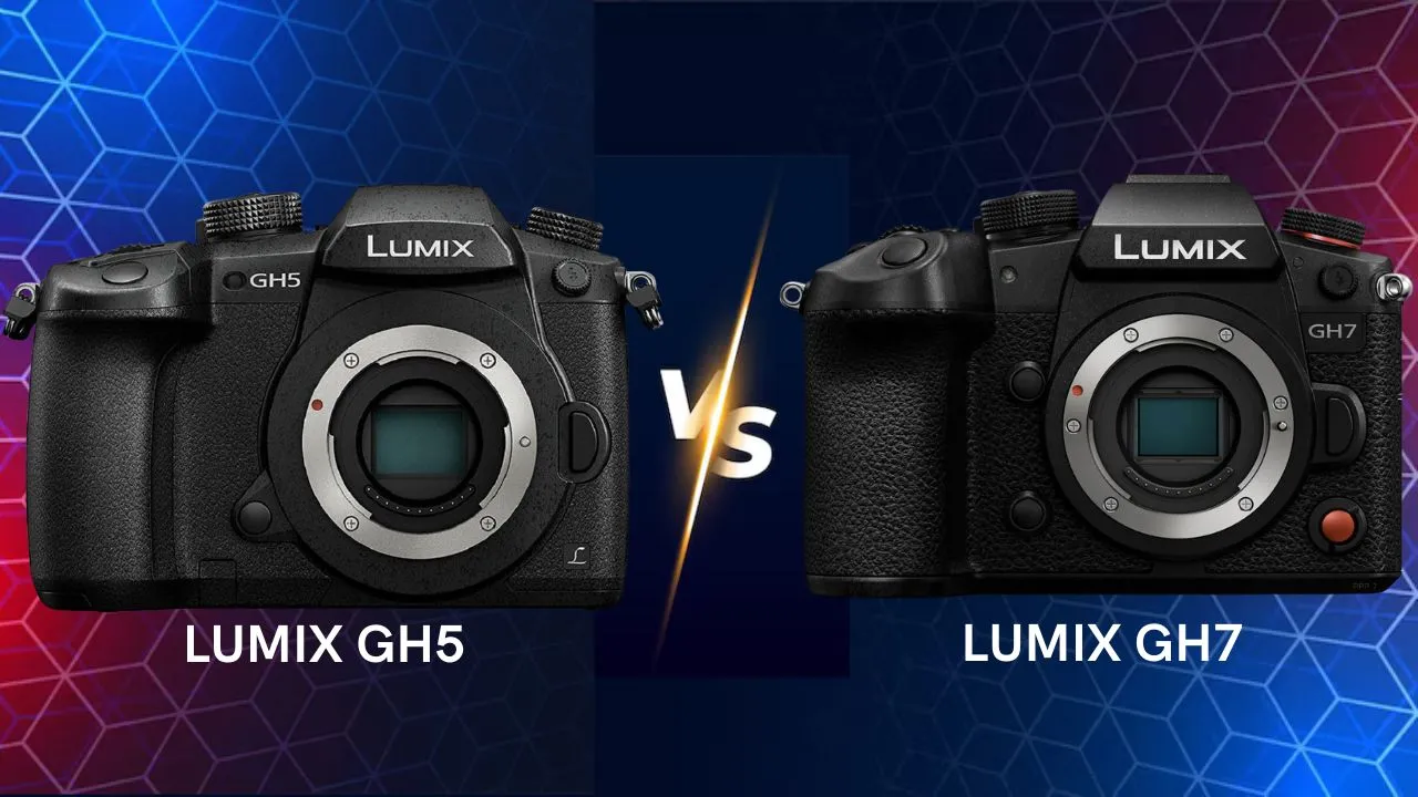 Panasonic Lumix GH5 vs GH7 mirrorless camera side by side comparison