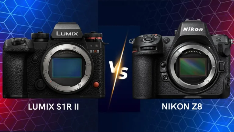 Panasonic Lumix S1R II vs Nikon Z8 mirrorless camera side by side comparison